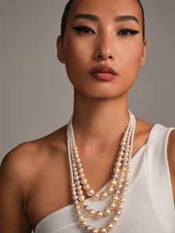 Anaash - 18K Gold Plated Multicolor Triple Layered Necklace