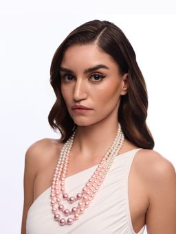 Anaash - 18K Gold Plated Pink Triple Graded Ombre Necklace