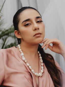 Anaash - White Natural Single Baroque with Swarovski Necklace