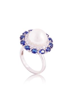 PRATA - Pearl Crown Blue Ring