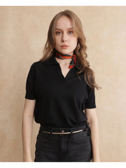 RAREISM - Black Basel Solid Regular Polo T-Shirt