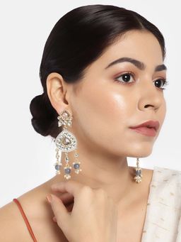 Laida - Women Gold-Plated & Grey Classic Drop Earrings