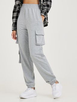 Styli - Grey High Waist Cargo Jogger