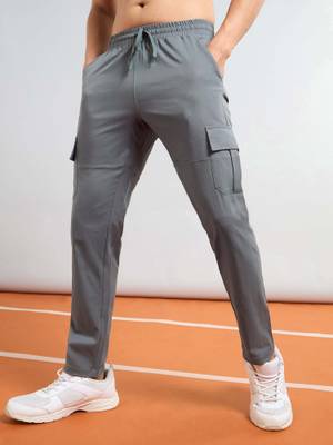 Technosport Men Grey Solid Slim Fit Sports Cargo Track Pant - Image 1