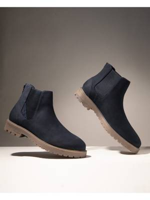 Buy Rare Rabbit Gum Pro Navy Blue Nubuck Chelsea Boots (UK 7) Online