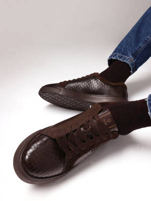 Buy Rare Rabbit Herlock Brown Genuine Leather Sneaker (UK 7) Online