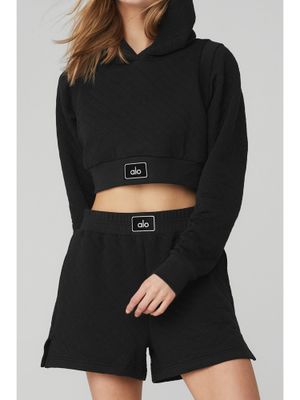 alo Jackets u0026 Hoodies : Buy alo Quilted Cropped Arena Hoodie Black Online |  Nykaa Fashion