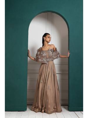 SMRITI Golden Petal Embroidered Gown - Image 1