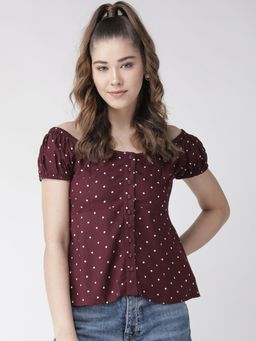 Twenty Dresses by Nykaa Fashion - Burgundy Round Is The Shape Top