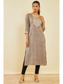 Soch - Earth Rayon Embroidered Kurta With Sequins
