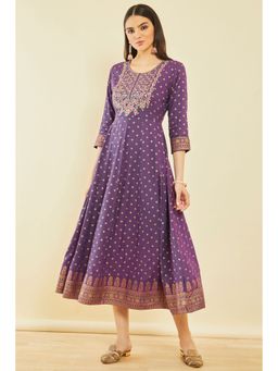 Soch - Purple Rayon Embroidered Dress Kurta With Sequins