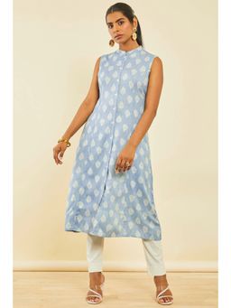 Soch - Blue Rayon Ethnic Print Kurta