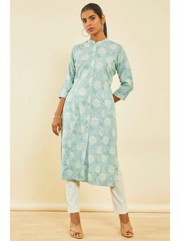 Soch - Green Rayon Ethnic Print Kurta
