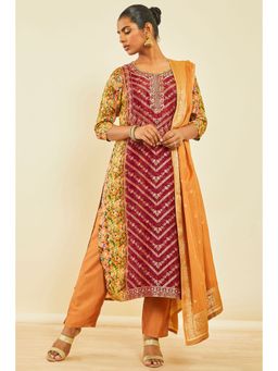 Soch - Peach Brocade Suit With Beads (Set of 3)
