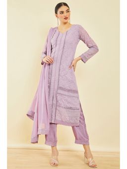 Soch - Purple Georgette Embroidered Suit With Sequins (Set of 3)