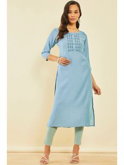 Soch - Powder Blue Viscose Blend Kurta With Beads