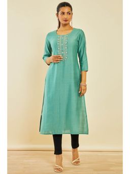 Soch - Green Viscose Blend Kurta With Beads