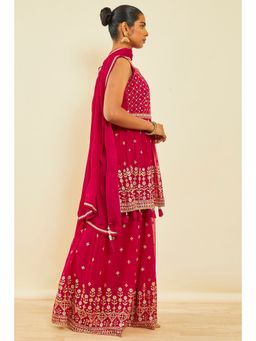 Soch - Fuchsia Georgette Embroidered Suit With Sequins (Set of 3)