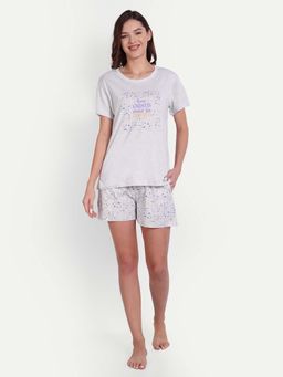 Bedtime Story - Grey Half Sleeves T-Shirt with Shorts