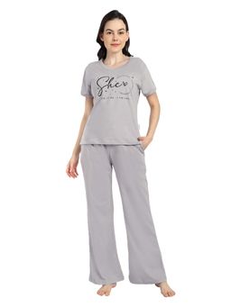 Bedtime Story - Grey Half Sleeves T-Shirt with Pyjama