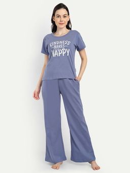 Bedtime Story - Blue Half Sleeves T-Shirt with Pyjama