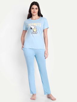 Bedtime Story - Blue Half Sleeves T-Shirt with Pyjama