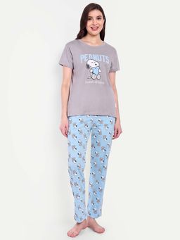 Bedtime Story - Grey Half Sleeves T-Shirt with Pyjama