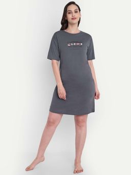Bedtime Story - Grey Half Sleeves Nightdress
