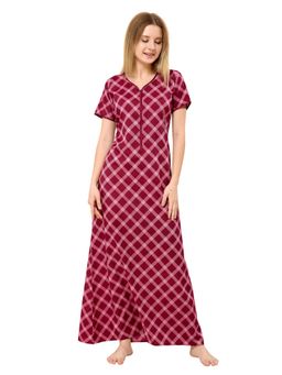 PIU - Maroon Cotton Zipper Nightdress