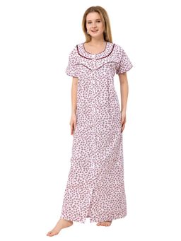 PIU - Maroon Cotton Front Open Nightdress