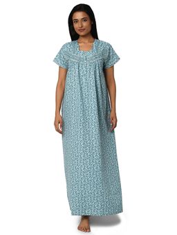Juliet - Green Cotton Half Sleeves Nightdress