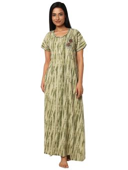 Juliet - Green Cotton Half Sleeves Nightdress