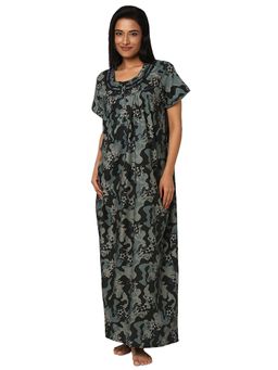 Juliet - Green Cotton Half Sleeves Nightdress
