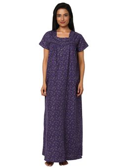 Juliet - Purple Cotton Half Sleeves Nightdress