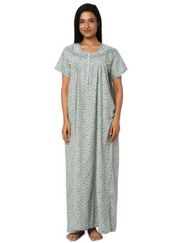 Juliet - Green Cotton Half Sleeves Nightdress