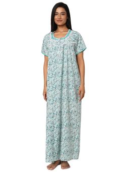Juliet - Turquoise Cotton Half Sleeves Nightdress