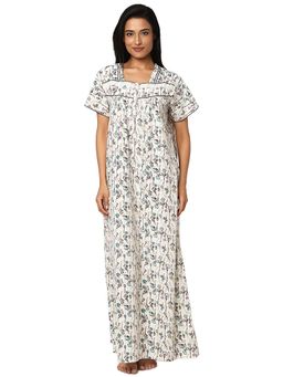 Juliet - Blue Cotton Half Sleeves Nightdress
