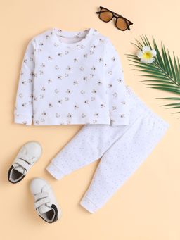 Polka Tots - Cotton Sweatshirt & Jogger Pants for Baby Girls & Boys - White