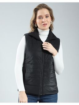 Monte Carlo - Women Black Solid Collar Neck Jacket