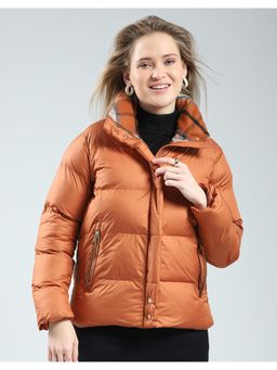 Monte Carlo - Women Rust Solid High Neck Jacket