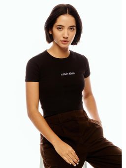 Calvin Klein - Black Solid Slim Fit Cotton T-Shirt