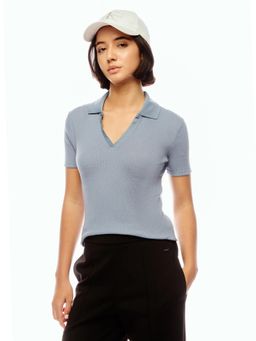 Calvin Klein - Blue Self Design Slim Fit Cotton T-Shirt