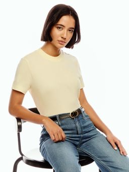 Calvin Klein - Yellow Solid Slim Fit Cotton T-Shirt