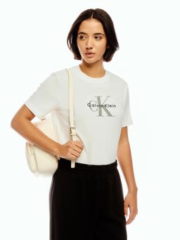 Calvin Klein - White Logo Regular Fit Cotton T-Shirt