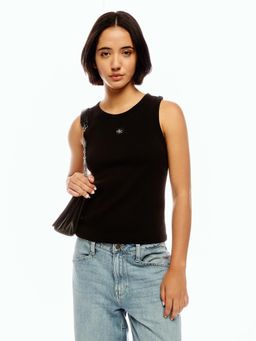 Calvin Klein - Black Solid Regular Fit Cotton T-Shirt