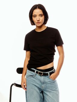 Calvin Klein - Black Solid Regular Fit Cotton T-Shirt