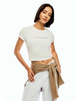 Calvin Klein - White Logo Regular Fit Cotton T-Shirt