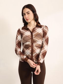 Kazo - Women Brown Manor Shirt