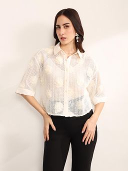 Kazo - Women Cream Ball Blanc Shirt