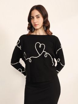 Kazo - Women Black Heartbeat Winter Top
